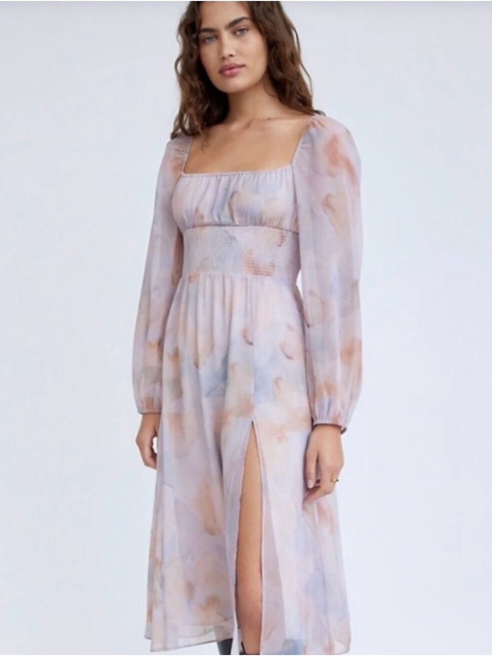 Aritzia Wilfred Bella Slit Midi Dress Floral Chiffon S